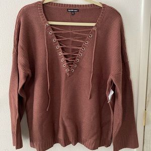 BRAND NEW Charolette Russe Lace Up Sweater